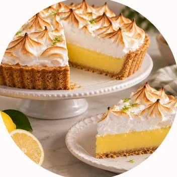 Pay de limón con merengue dorado.