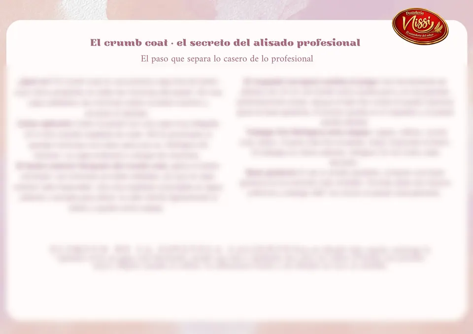 Página «El crumb coat: el secreto del alisado profesional» con el texto difuminado.